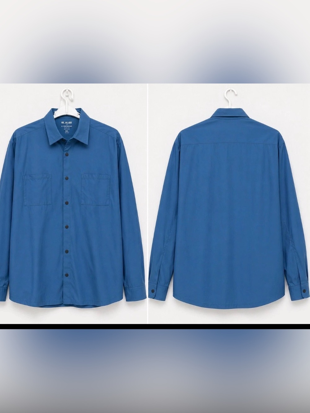 01.ALGO Shirt Mens XL  Blue Performance Stretch Button UPF 40 NWT